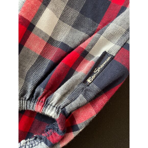 ~ Ben Sherman 3-6 mo Plaid Shirt Red / Blue / Navy Onesie Collar Buttons Cotton - Picture 10 of 11
